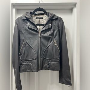 Sita Murt Leather genuine jacket with detachable hood European brand